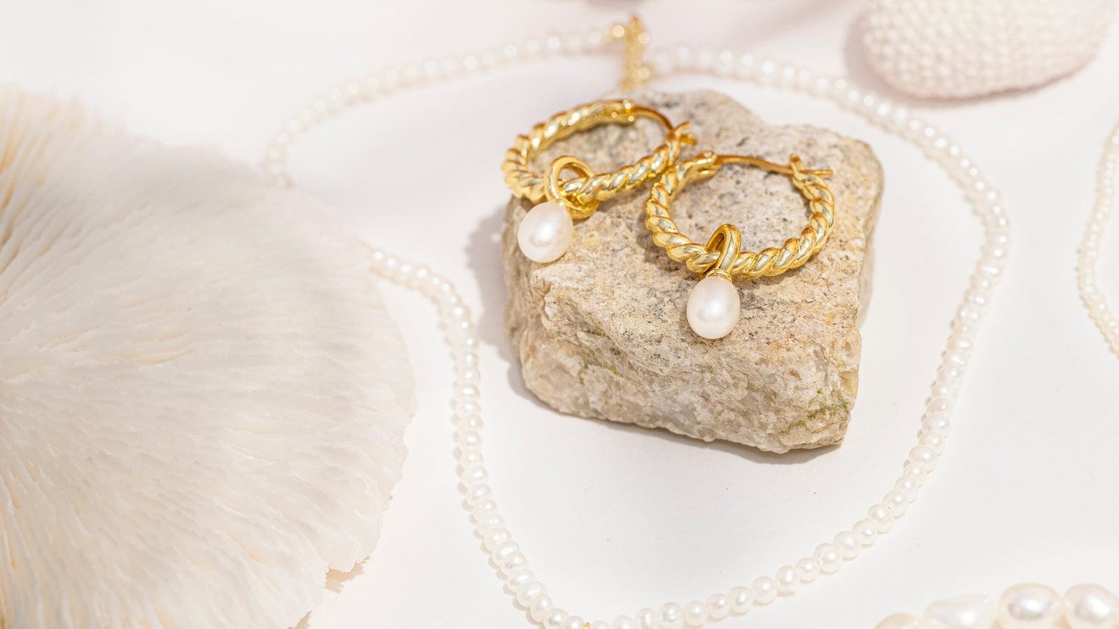 Bight Pearl Huggie Earrings